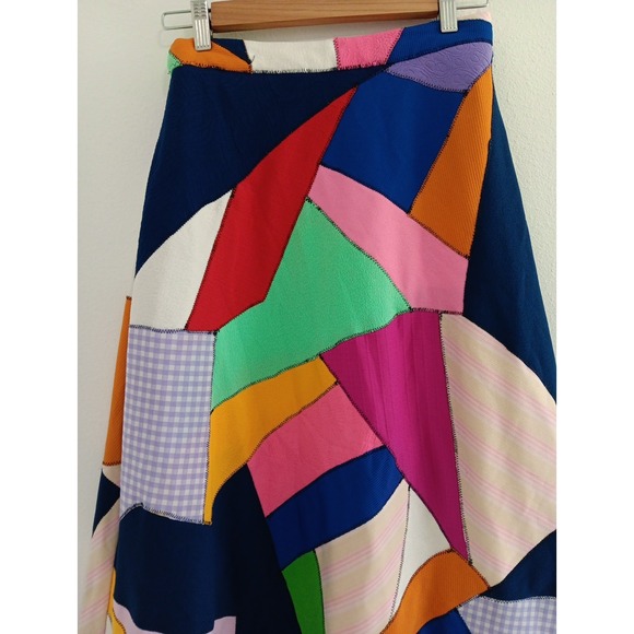 VTG Womens XS Skirt Handmade Patchwork Hippie Maxi Fit Flare 1960's RARE‎ Boho - Picture 2 of 14